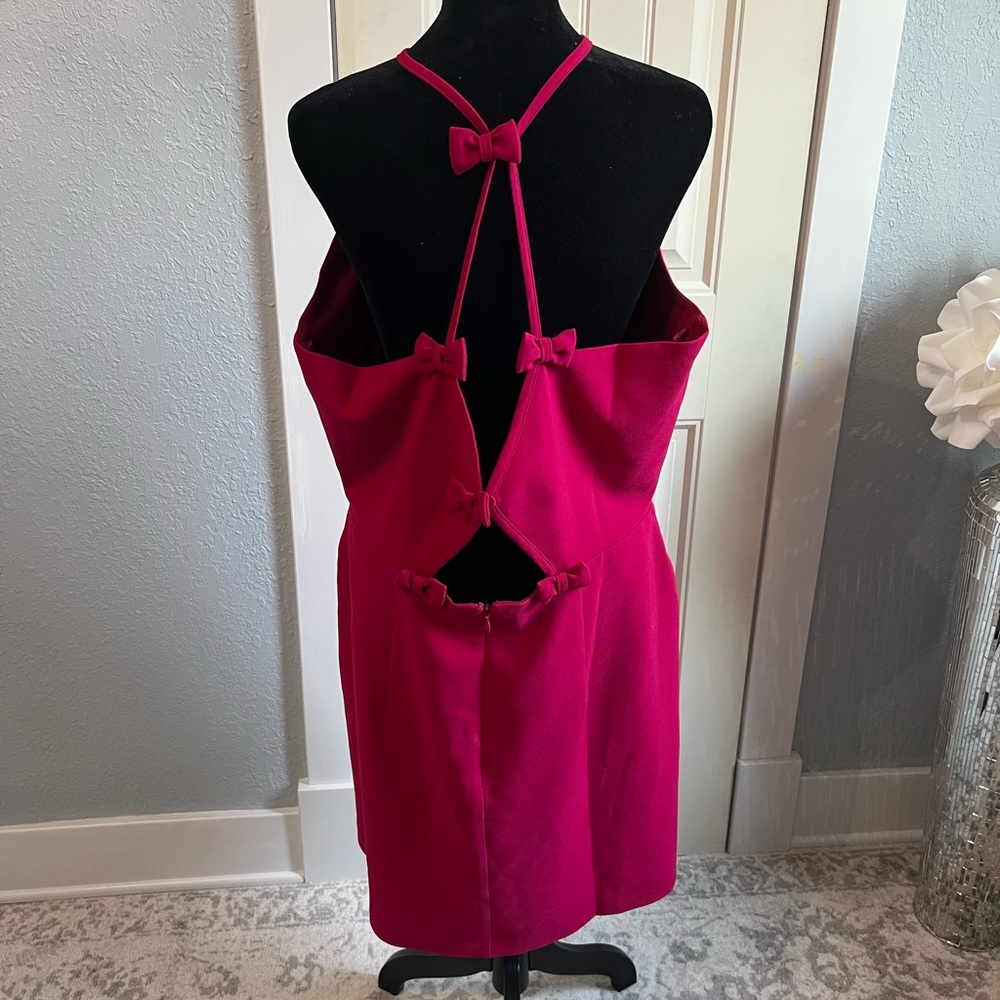 Pink Dress with Halter Neckline and open bow back